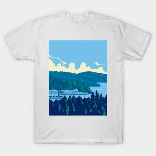 Weirs Beach on Lake Winnipesaukee in Lakes Region of New Hampshire USA WPA Art Poster T-Shirt